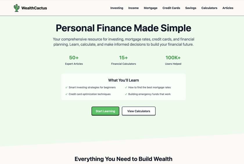 Wealth Cactus - Website Design Project